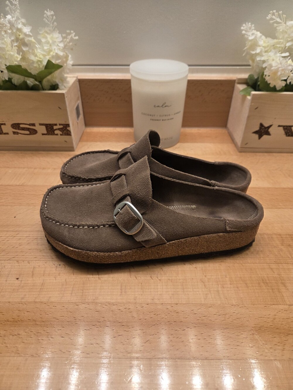 Birkenstock Buckley Suede Clogs Neutral Taupe Women's Size EU 38 - Picture 3 of 10